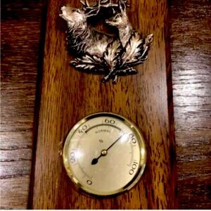 Vintage A&F Canada Baro Elk Themed Wood Plaque Barometer Weather Station
